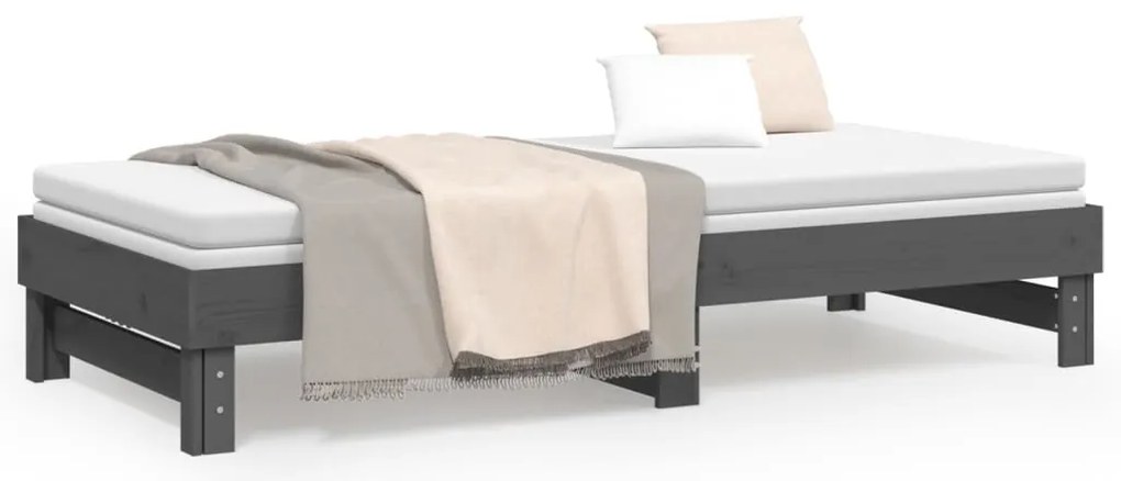 Sofá-cama de puxar 2x(80x200) cm pinho maciço cinza