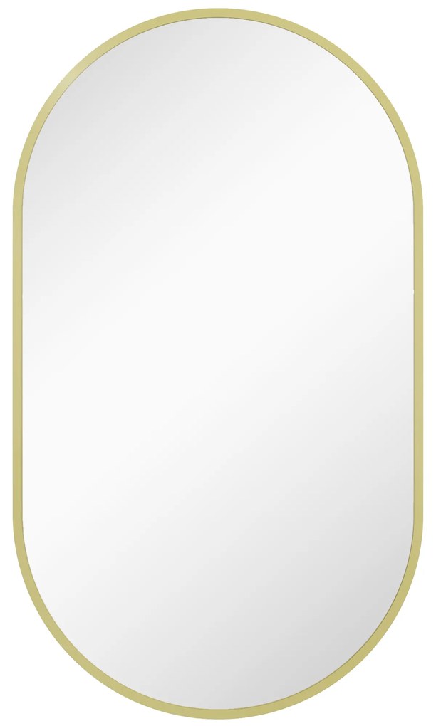 HOMCOM Espelho Casa de Banho Oval 40x3x70 cm Espelho Decorativo de Parede com Estrutura de Liga de Alumínio Horizontal ou Vertical Dourado | Aosom Portugal