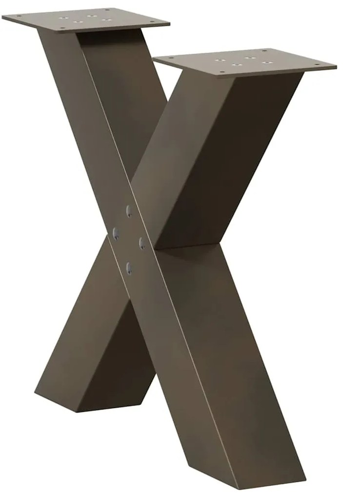 Pés para mesa de centro em formato de X, 2 peças, aço natural, 50x(42-
