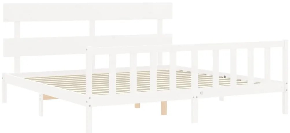 Estrutura cama Super King Size c/ cabeceira madeira branco