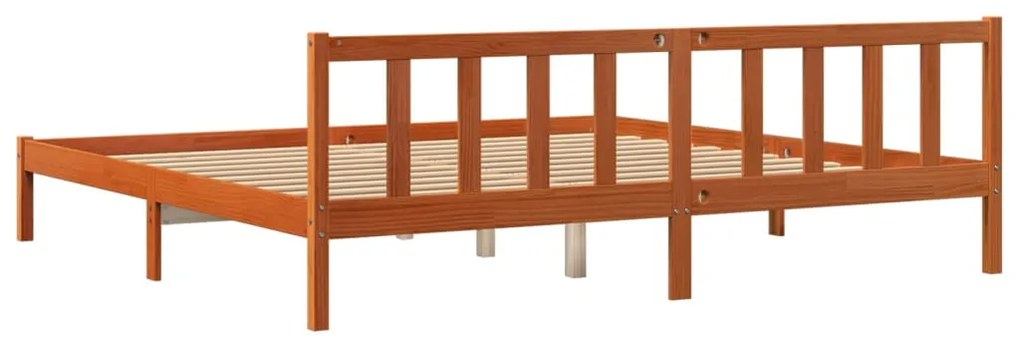 Estrutura de cama 200x200 cm pinho maciço castanho cera