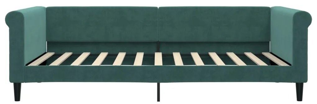 Sofá-cama com colchão 100x200 cm veludo verde-escuro