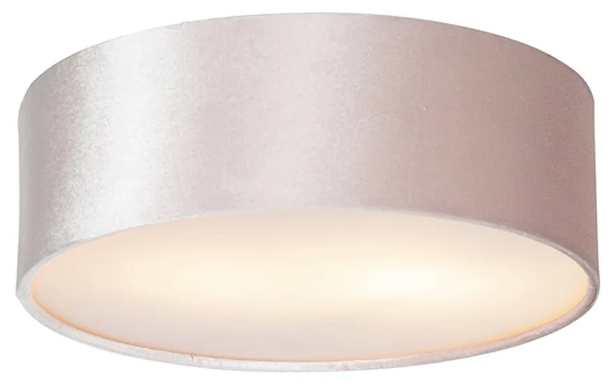 Candeeiro de teto moderno rosa 30 cm com interior dourado - Drum Moderno