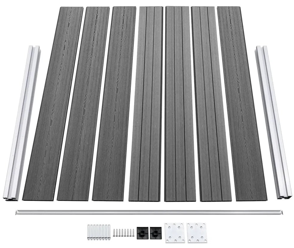 Conjunto painel de cerca 699x146 cm WPC cinzento