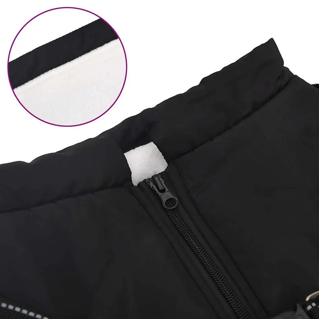 casaco para cães com arnês impermeável reflexivo preto L44