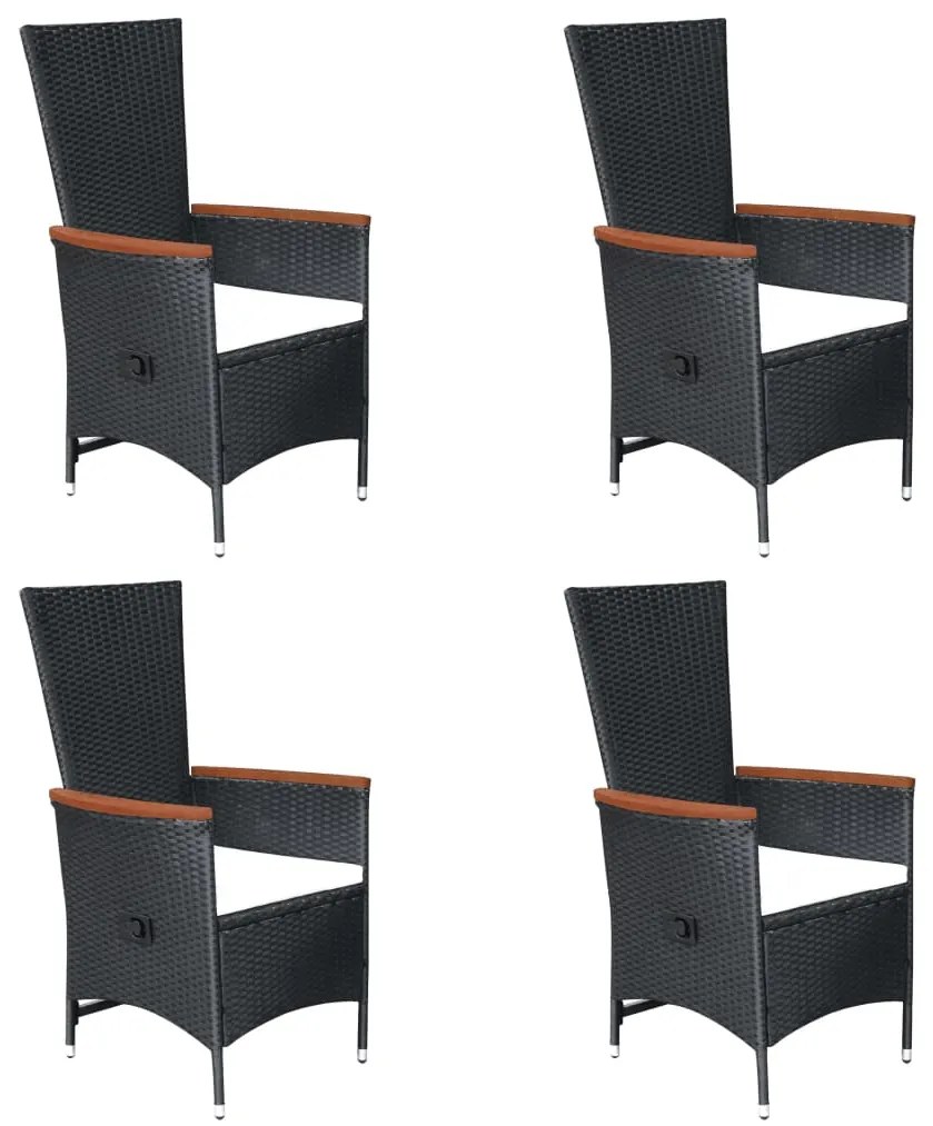 7 pcs conjunto de jantar para jardim vime PE preto