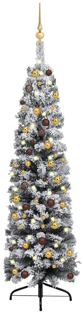 3077808 vidaXL Árvore Natal artificial fina pré-iluminada c/ bolas 150cm verde