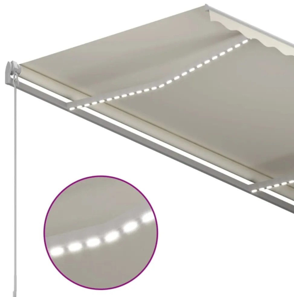 Toldo automático LED e sensor de vento 3,5x2,5 m cor creme