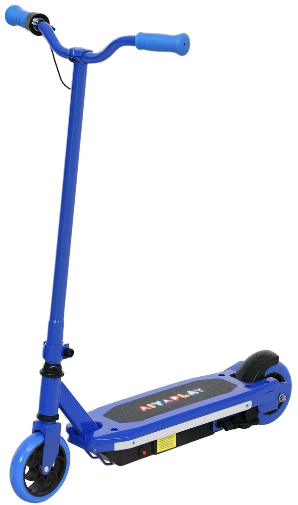 AIYAPLAY Trotinete Elétrica Criança Máx. 10 km/h Motor 80 W Autonomia Máx. 8 km Trotinete Luzes LED Travão Traseiro 76x46x93 cm Azul | Aosom Portugal