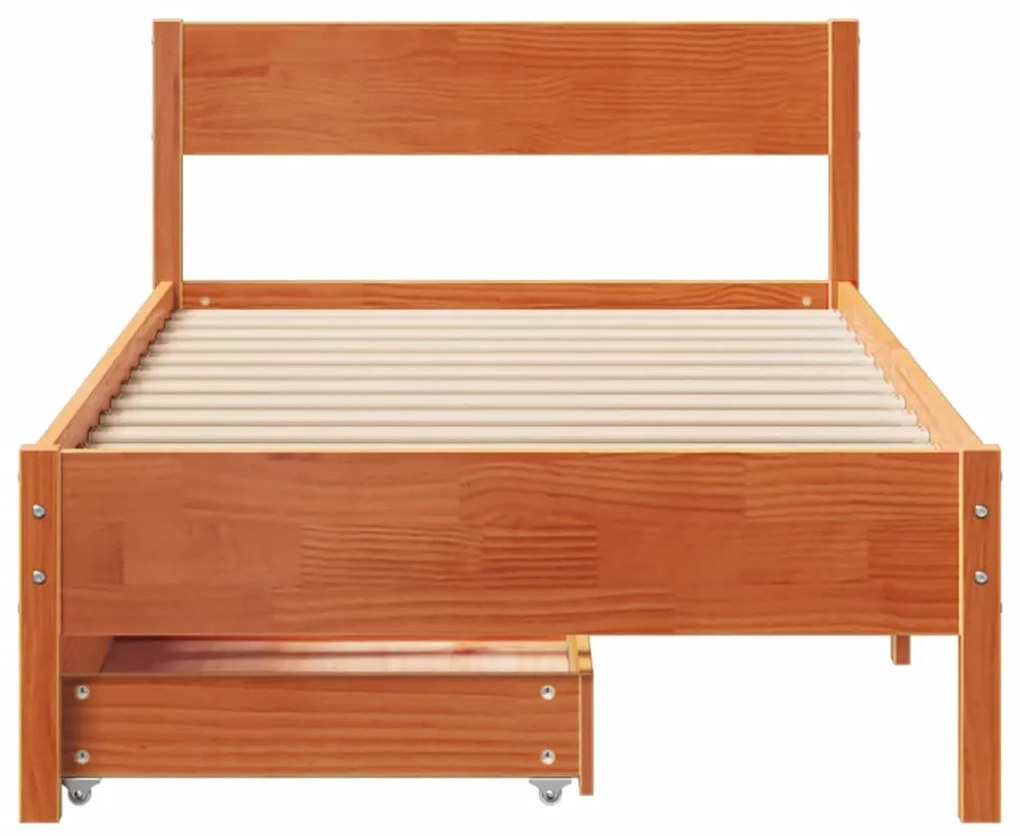 Cama sem colchão 90x200 cm pinho maciço castanho-mel