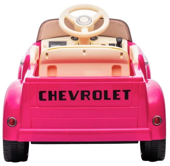 Carro elétrico bateria 12V para Crianças  Chevrolet 3100 Classic0, 12 volts, banco de couro, pneus de borracha EVA Rosa
