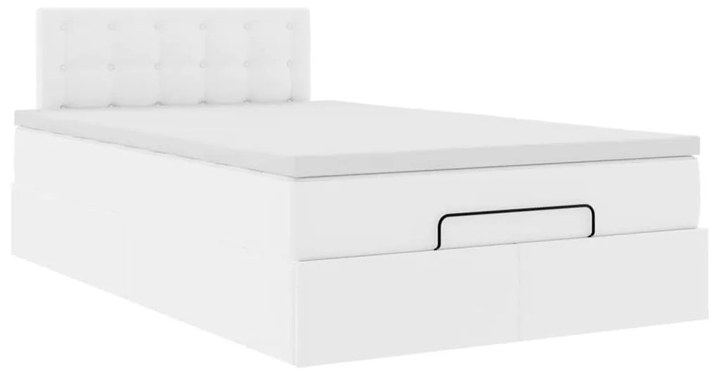 Estrutura de cama otomana com colchão 120x200 cm branco puro