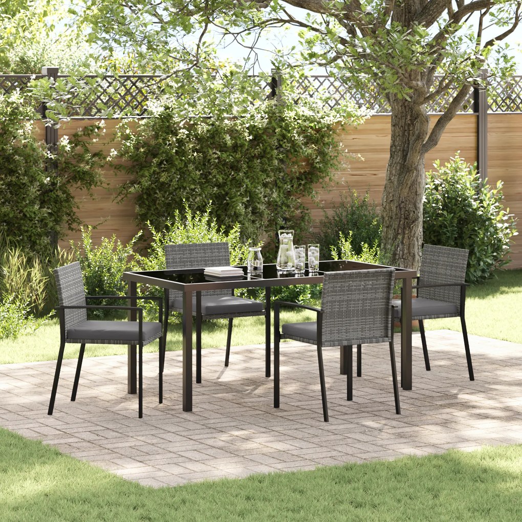 vidaXL Conjunto de Jantar para Jardim de 5 Peças Cinza Rattan Sintético