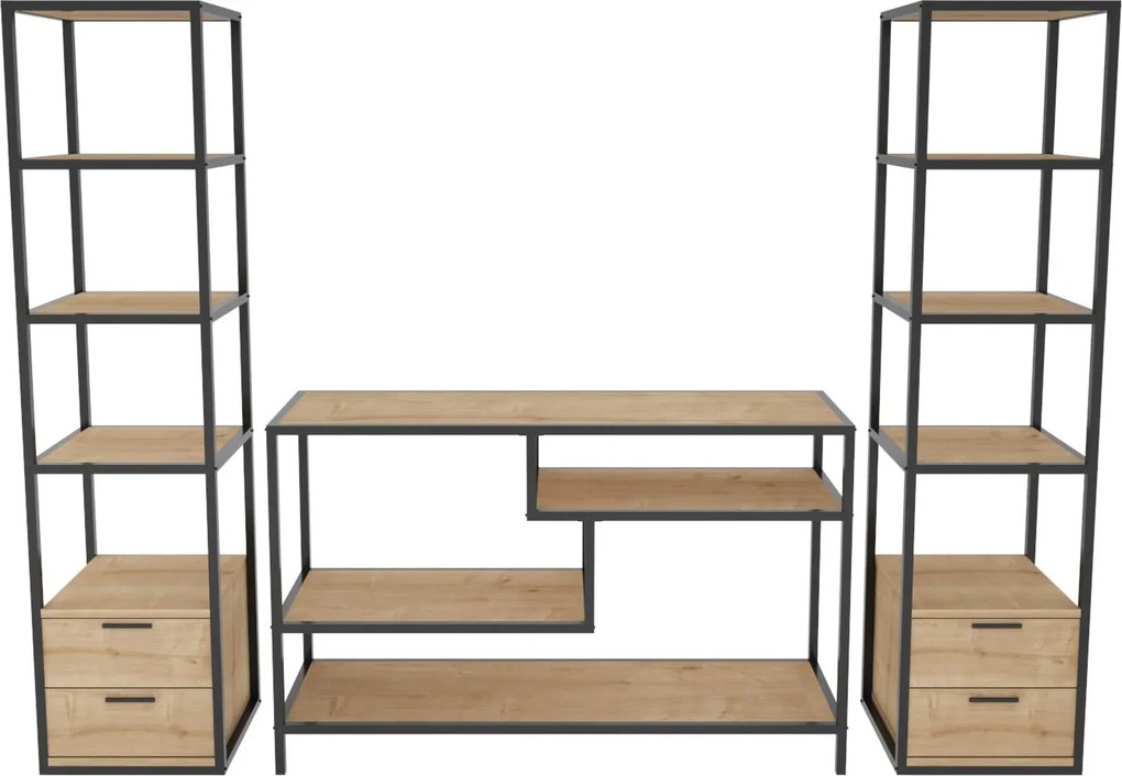 Unidade de TV Robbins – Preto Carvalho – 198 cm x 39 cm x 160 cm