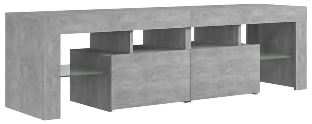 Móvel de TV com luzes LED 140x36,5x40 cm cinzento cimento