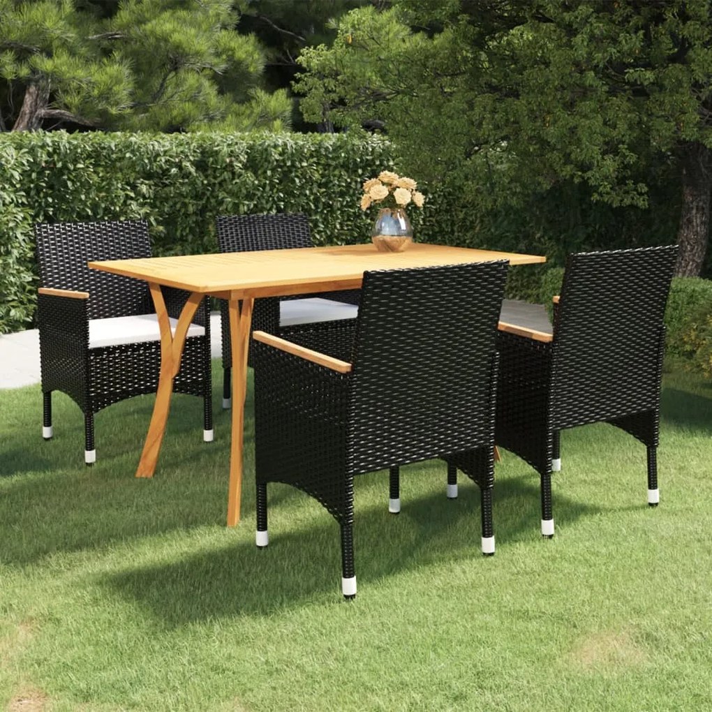 vidaXL 5 pcs conjunto de jantar para jardim preto