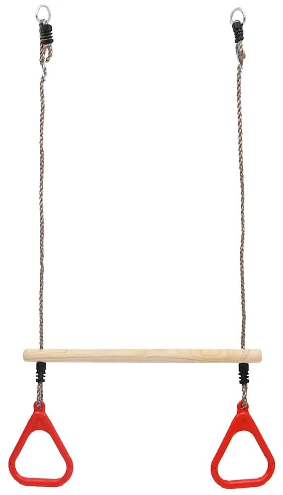 Barra de trapézio de baloiço com argolas