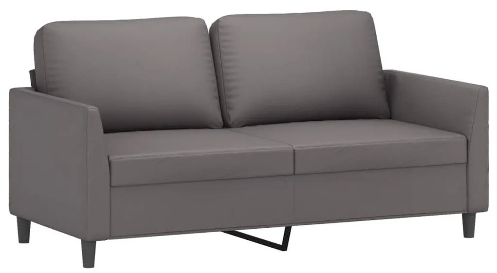 2 pcs conjunto de sofás c/ almofadões couro artificial cinzento
