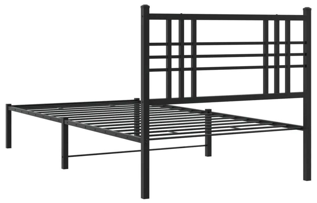 Estrutura de cama com cabeceira 107x203 cm metal preto