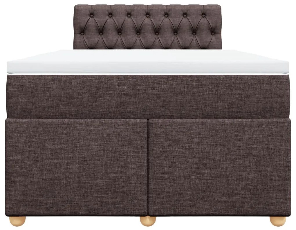 Cama boxspring com colchão 120x190 cm tecido castanho-escuro