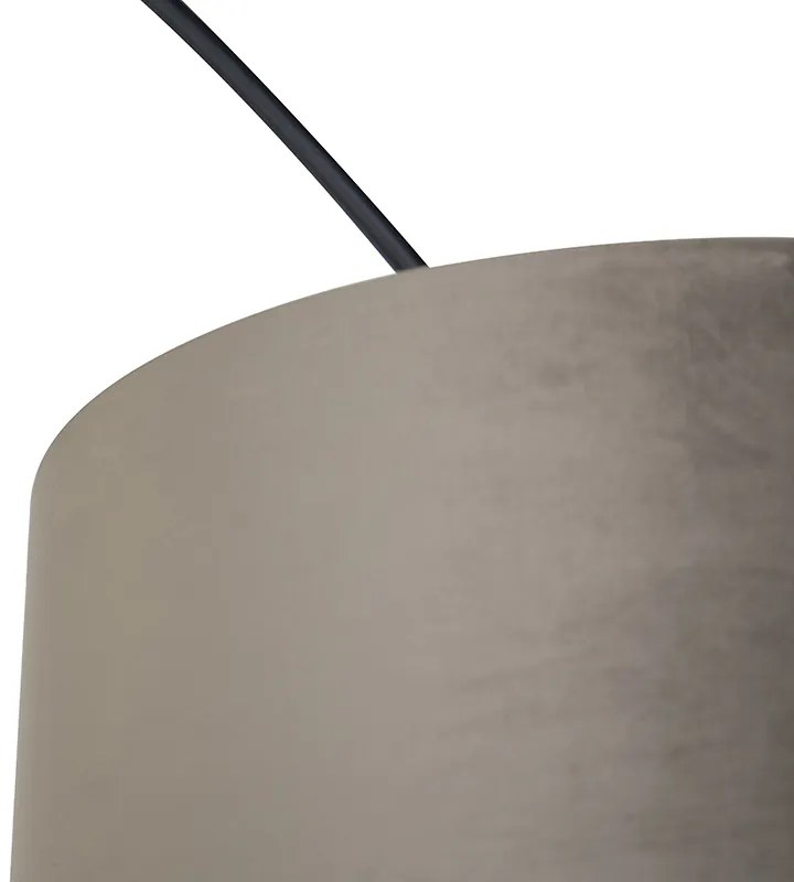 Candeeiro de arco preto com abajur em veludo bege com dourado 50 cm - XXL Moderno