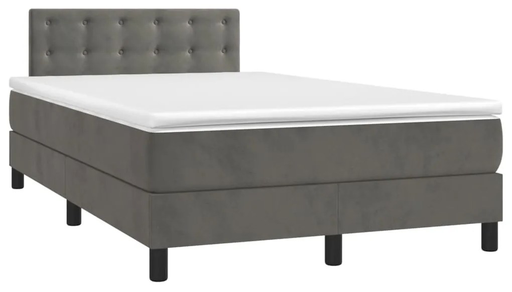 Cama boxspring com colchão 120x200 cm veludo cinzento-escuro