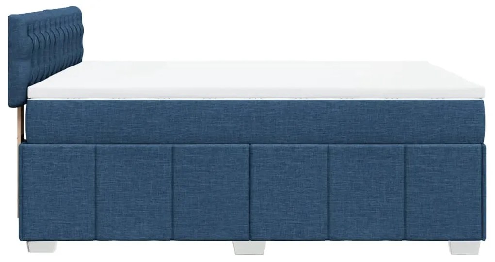 Cama com molas/colchão 160x200 cm tecido azul