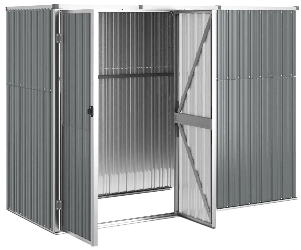 Abrigo p/ ferramentas jardim 225x89x161cm aço galvanizado cinza