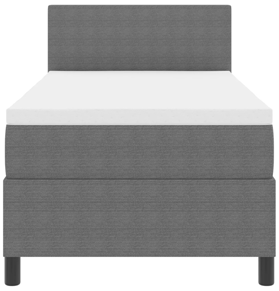 Cama Box Spring com Colchão Cinza Escuro 90x200 cm Tecido de Cotele