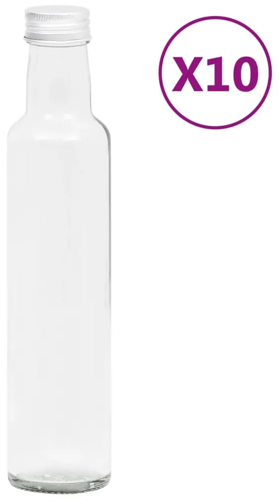 vidaXL Garrafas de vidro pequenas com tampa de rosca 10 pcs 260 ml