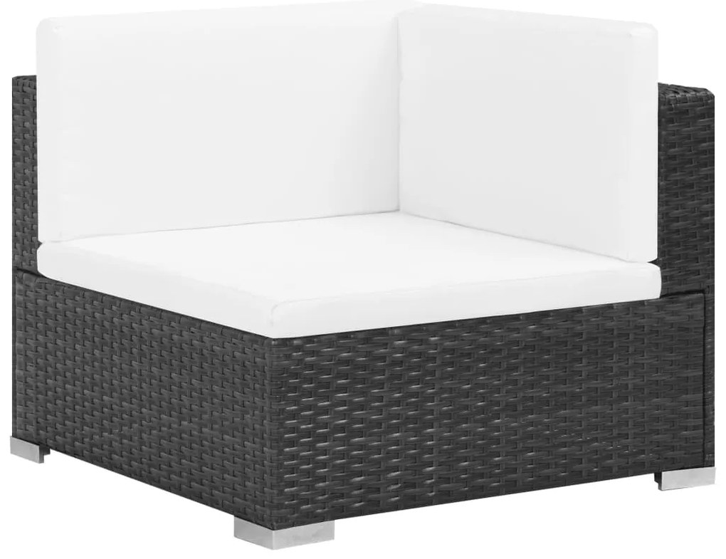 7 pcs conjunto lounge de jardim c/ almofadões vime PE preto