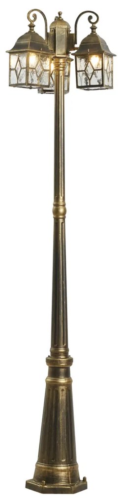 Lanterna de exterior clássica dourada antiga com vidro transparente 198cm IP44 - London Clássico / Antigo