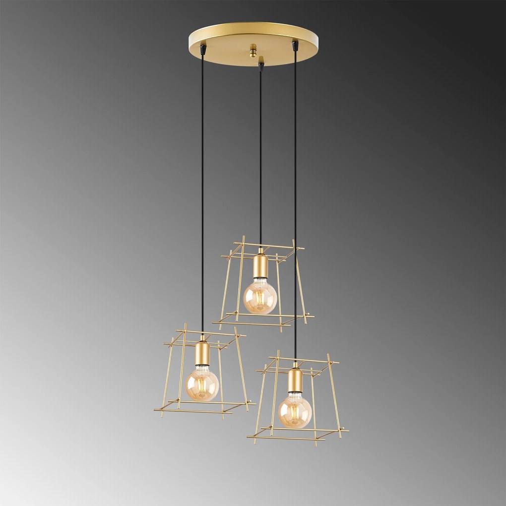 Chandelier Coman – Ouro Brilhante – 56 x 56 x 122 cm