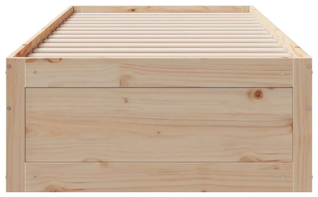 Cama sem colchão com gavetas 75x190 cm madeira de pinho maciça