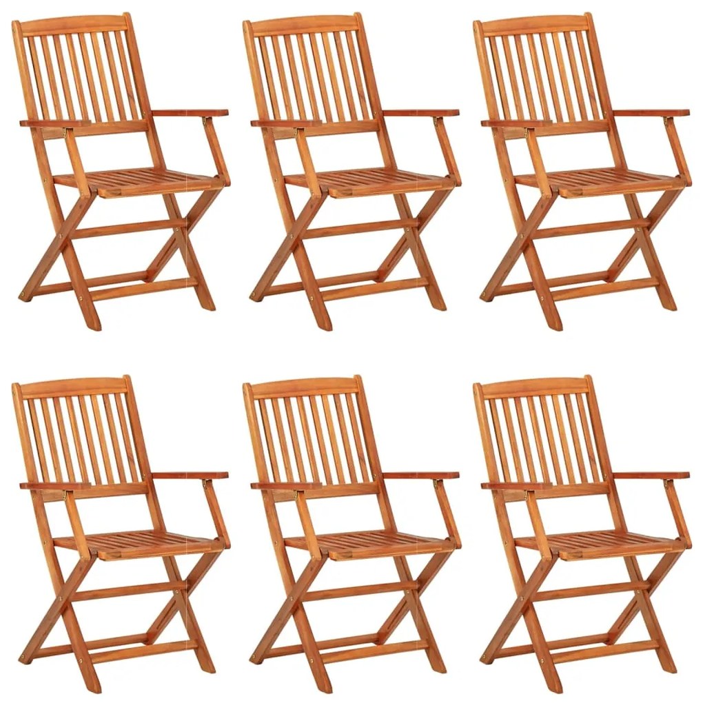 7 pcs conj. de jantar para jardim 180x90x75 cm acácia maciça