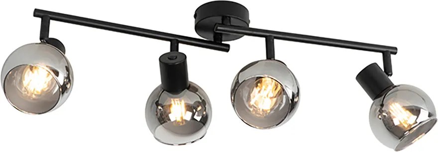 Candeeiro de teto inteligente preto com vidro fumê incl. 4 Wifi P45 - Vidro