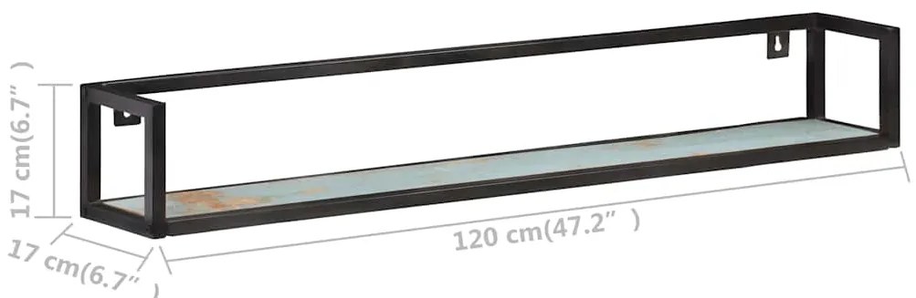 Prateleiras de parede 2 pcs 120 cm madeira recuperada maciça