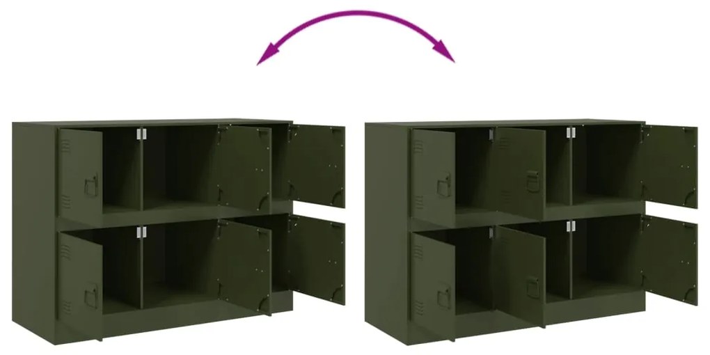 Aparador 99x39x73 cm aço verde azeitona