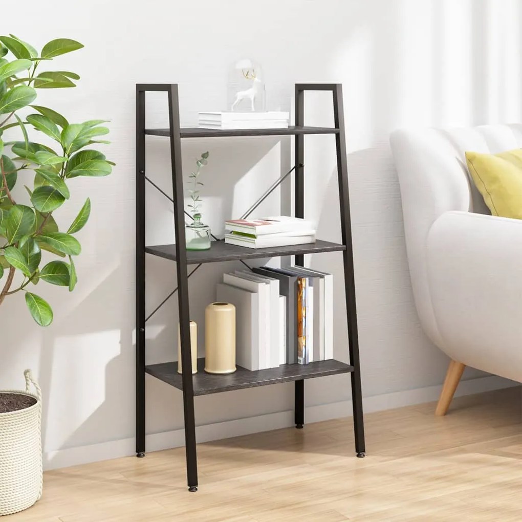 vidaXL Estante de pé 3 prateleiras 56x35x108 cm preto