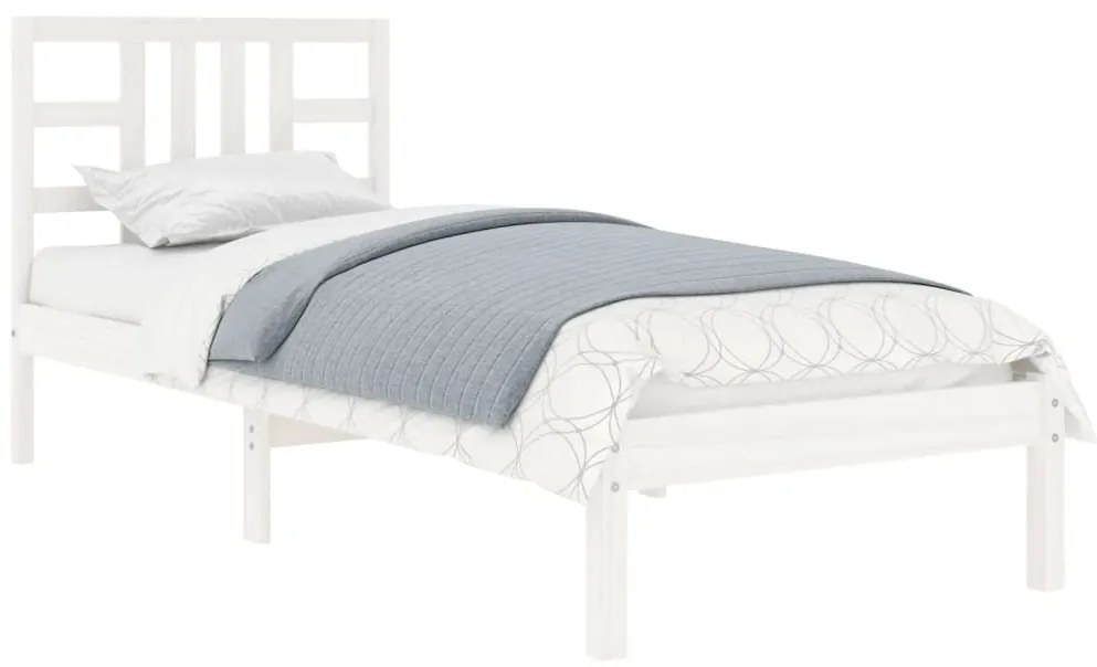 Estrutura de cama 100x200 cm madeira maciça branco