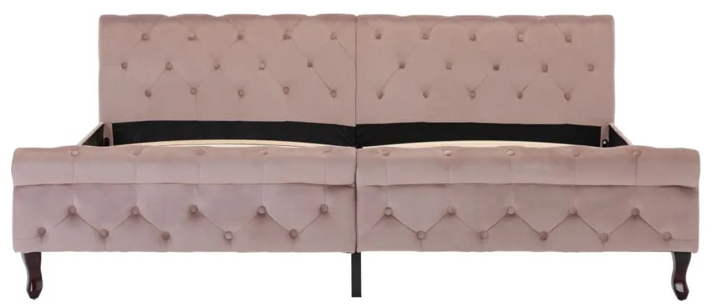 Estrutura de cama 200x200 cm veludo cor-de-rosa