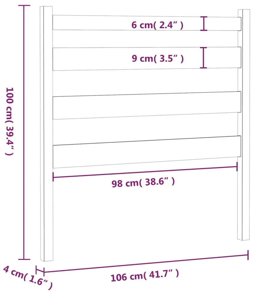 Cabeceira de cama 106x4x100 cm pinho maciço castanho mel