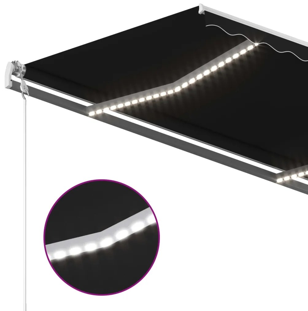 Toldo retrátil manual com LED 3,5x2,5 m antracite
