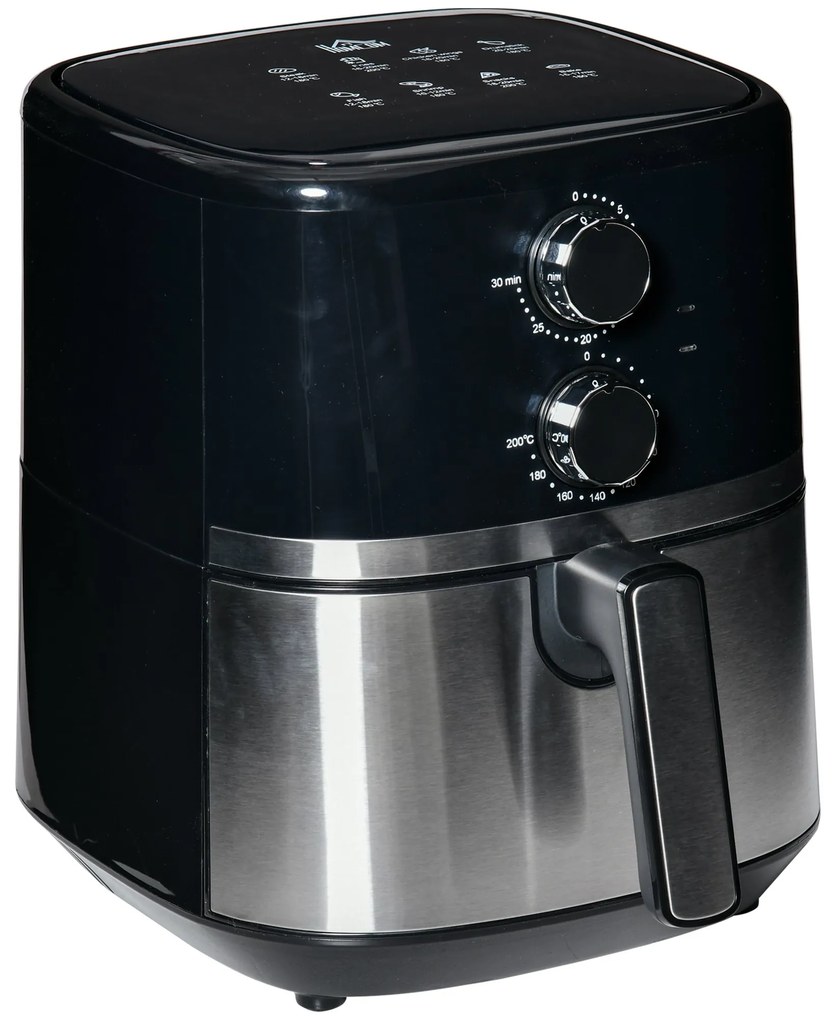 Fritadeira sem Óleo 4,5L Fritadeira de Ar Quente 1500W com 8 Programas Temporizador Temperatura Ajustável Desligamento Automático e Cesta