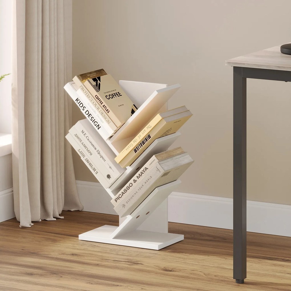 Estante para livros com 5 prateleiras 17,2 x 30 x 51 cm branca