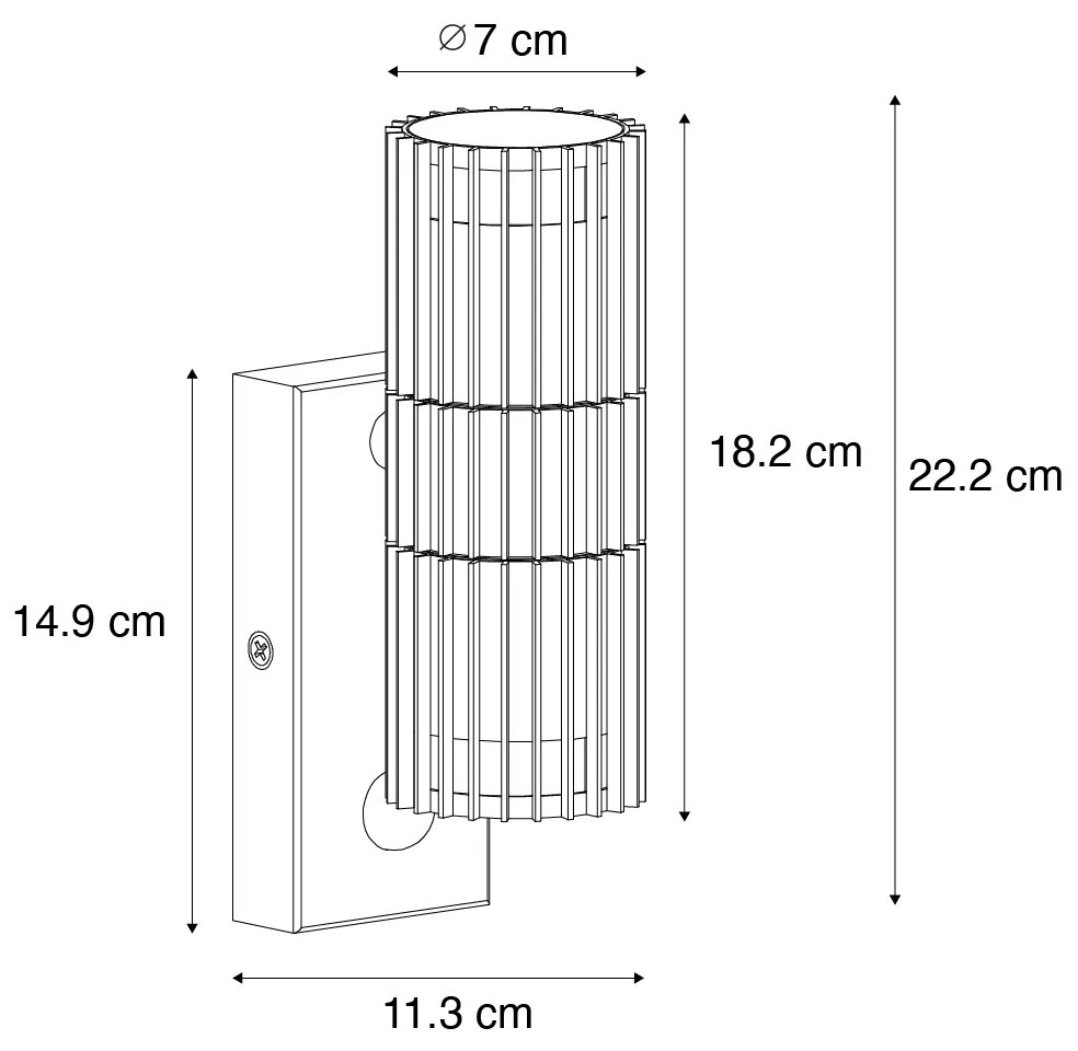 Candeeiro de parede exterior preto com sensor de movimento 2-luzes - Boris
