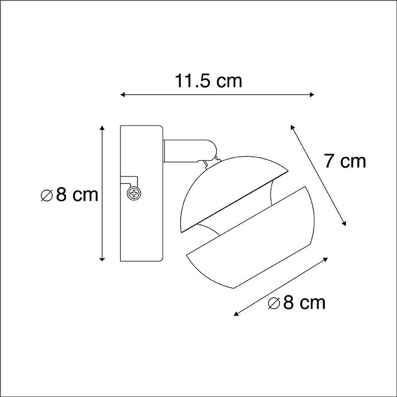 Projetores modernos 1-luz preto com interior dourado - Buell Deluxe