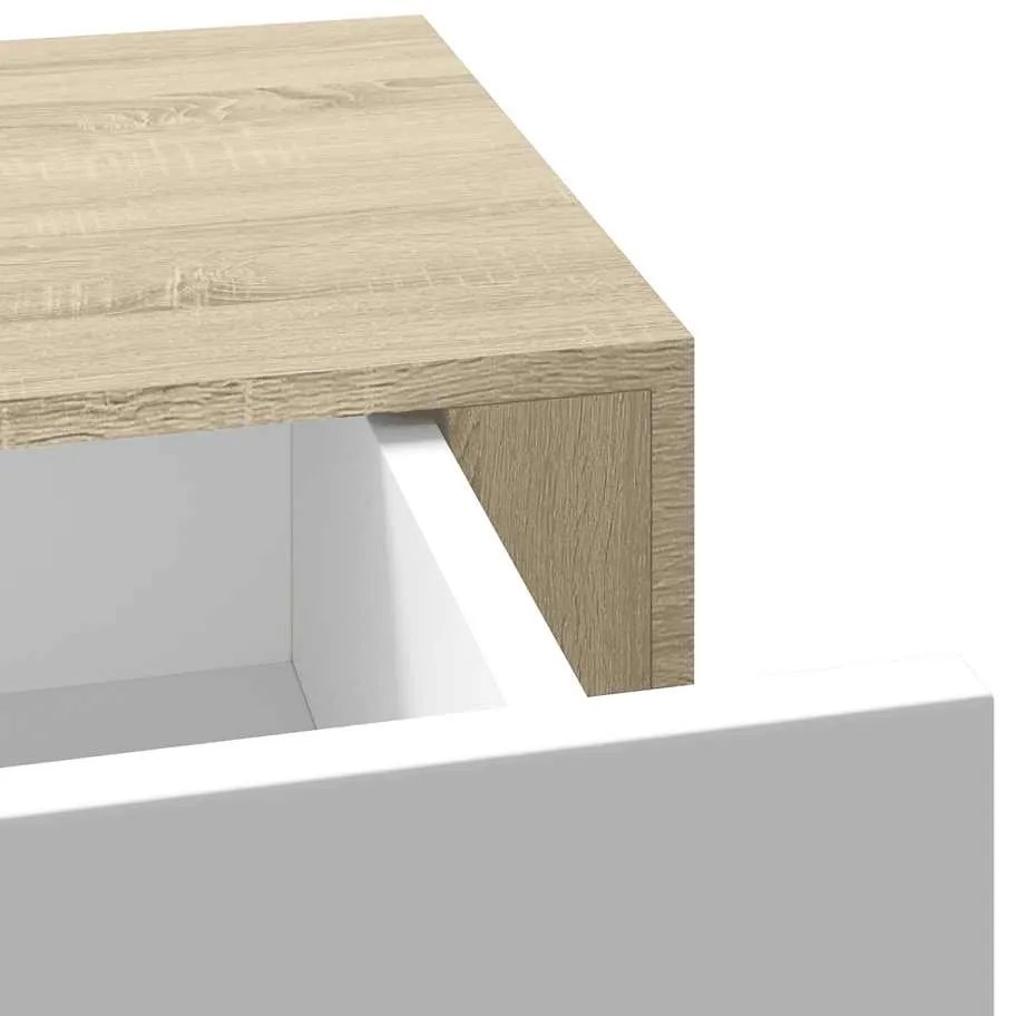 Prateleiras parede + gavetas 2pcs MDF 40x23,5x10cm carv./branco