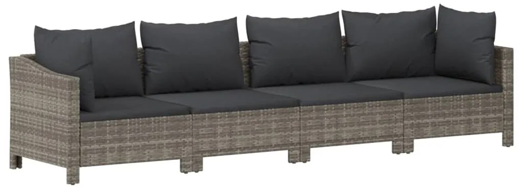 9 pcs conjunto lounge de jardim c/ almofadões vime PE cinzento