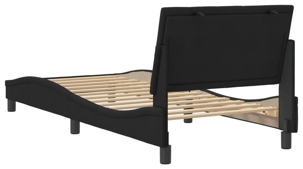 Estrutura de cama c/ cabeceira 90x190 cm veludo preto